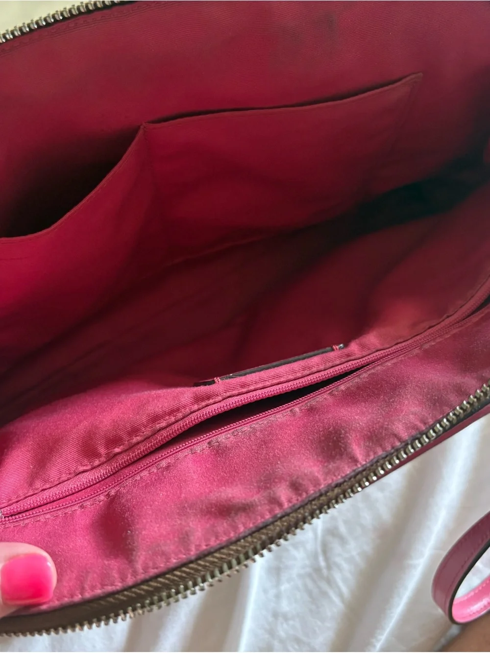 Coach Brown Signature Satchel with Pink Trim